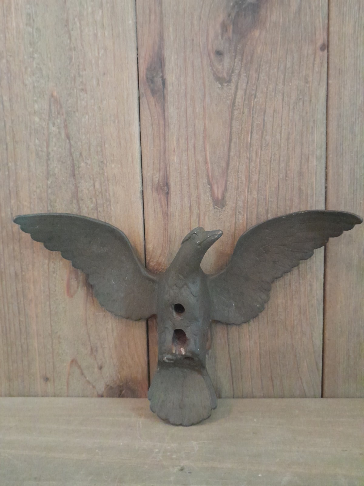 Vintage Cast Brass American Eagle Flag Pole Topper Finial Spread Wings Americana