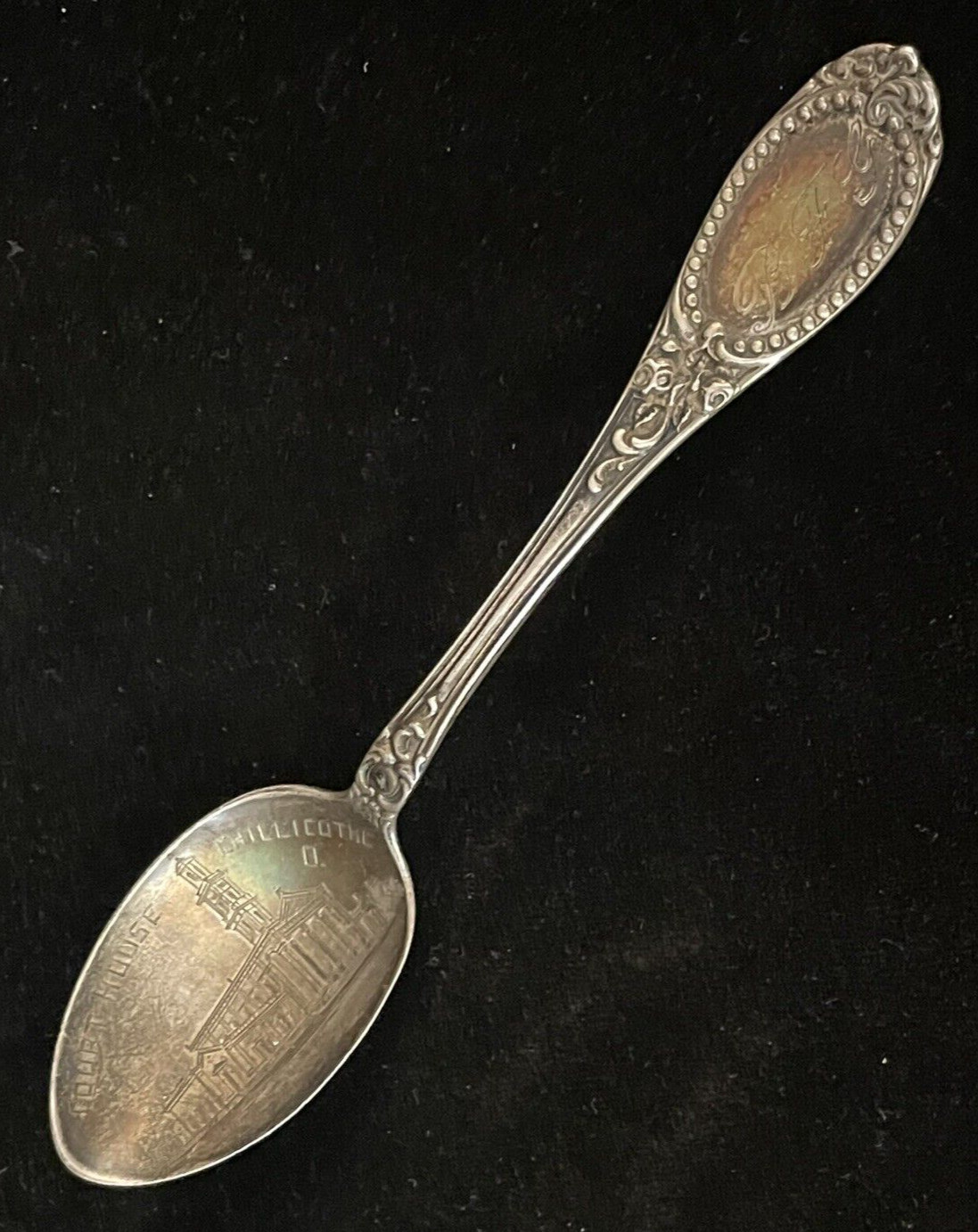 Chillicothe Ohio Court House Souvenir Spoon Sterling Silver Vintage Mono🌺🌺
