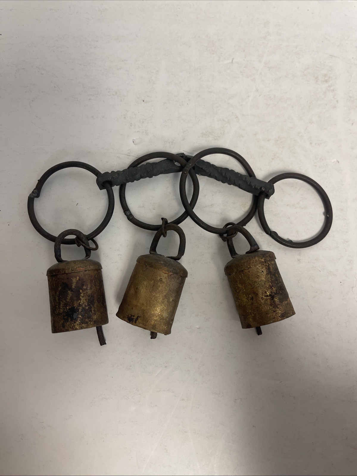 Antique Metal 3 Bell Wind Chime Lawn Or Door Decor