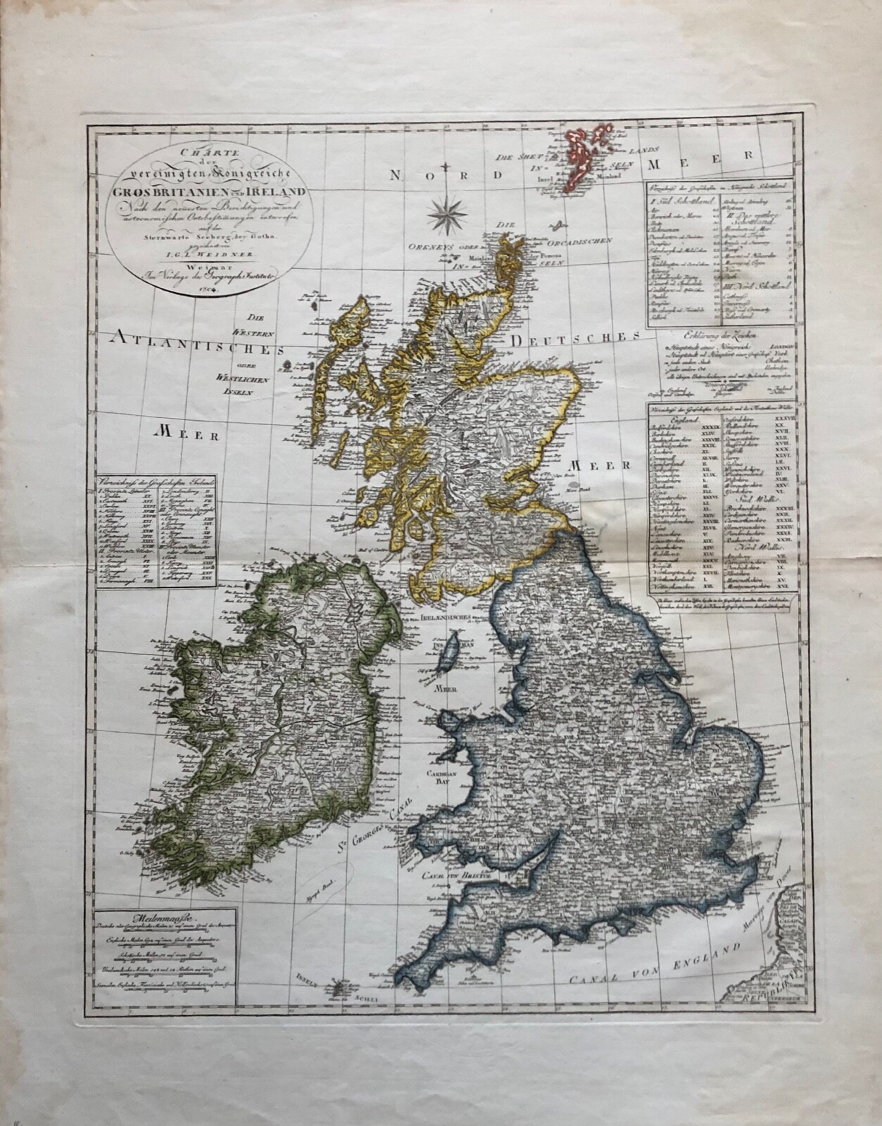 1804 Map: the United Kingdom of Great Britain and Ireland, by I. G. L. Weidner.