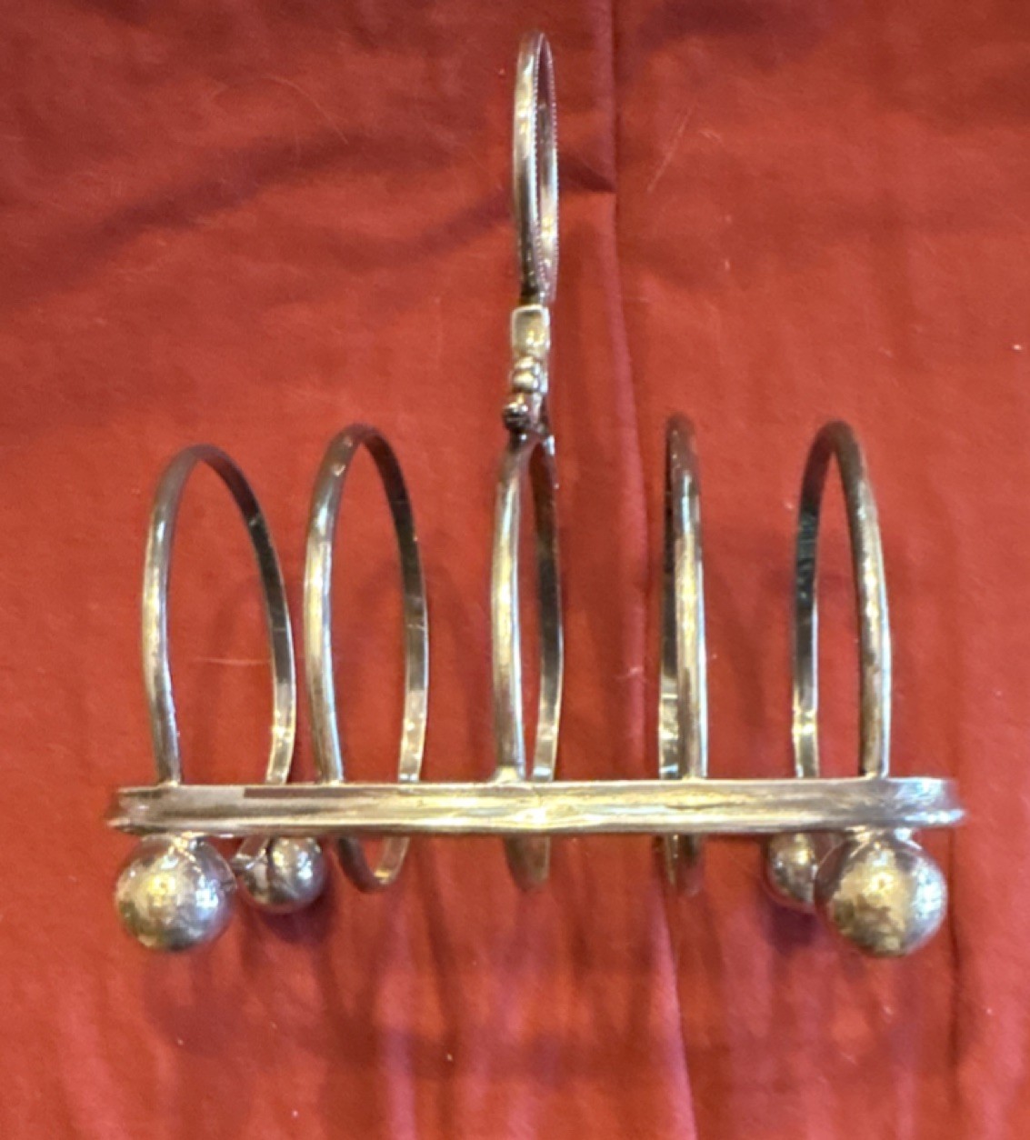 Silver Toast Rack United Kingdom 6 Slot Ball Feet Decorative Handle