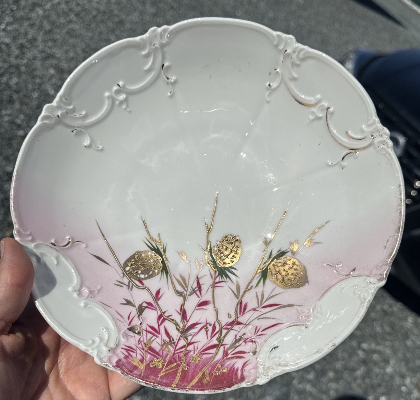 Gorgeous 1901 Gilded Magenta Tones On White Backdrop Gilding Gorgeous Bowl Nice!