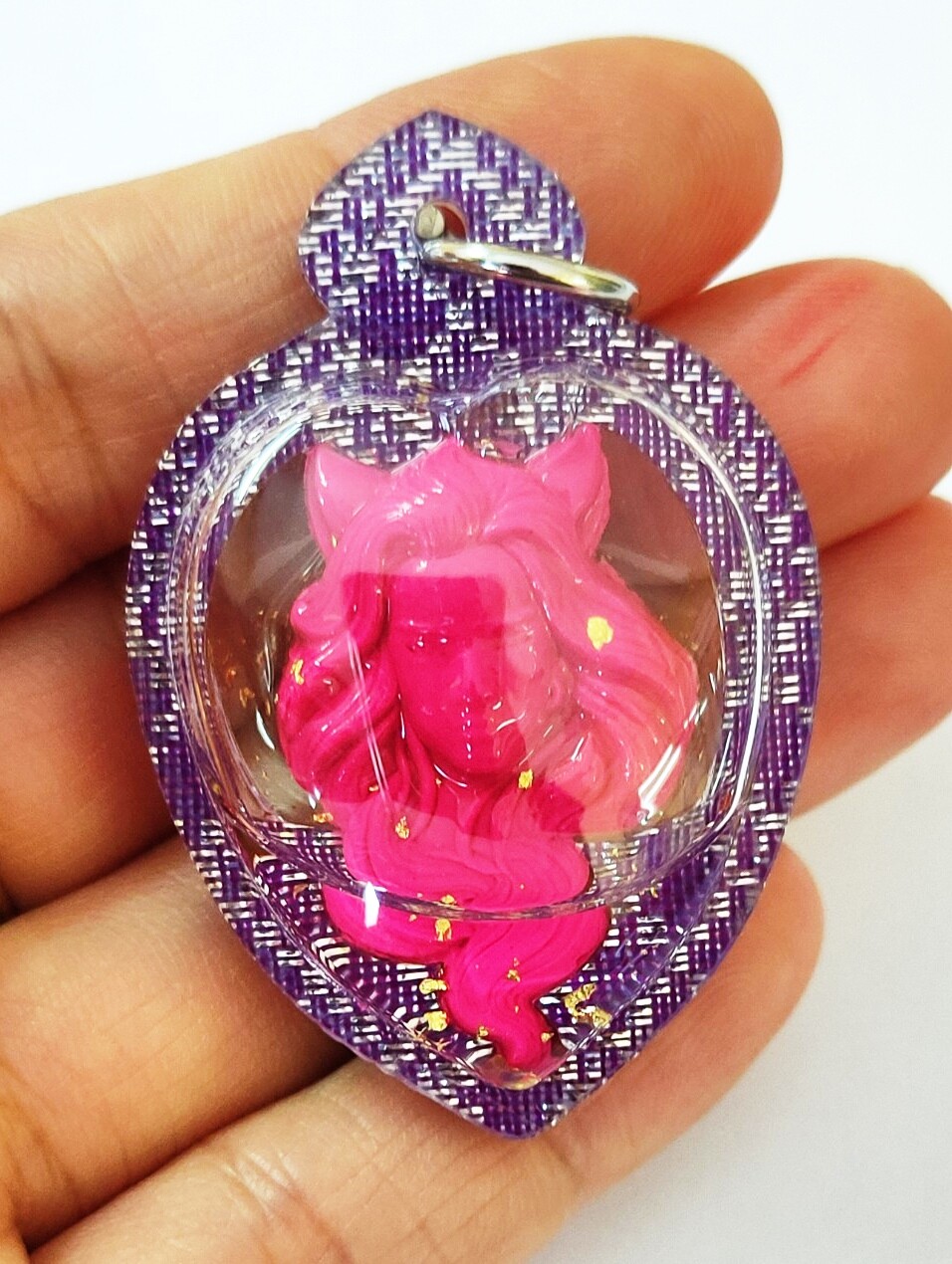 Amulet Pendant Power Fox Lady 9 Tails Oil Thai Charm Ajarn KraiDej Love Wealth