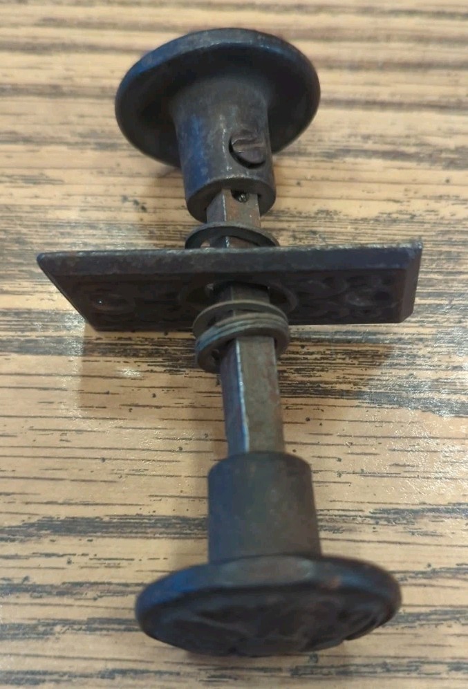 Antique Cast Iron Bronze Door Knobs Victorian Rare Small Smaller