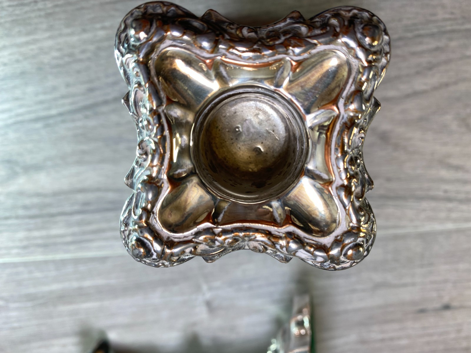 antique pair Silver Plate on copper Candlesticks stamped SL english c1900