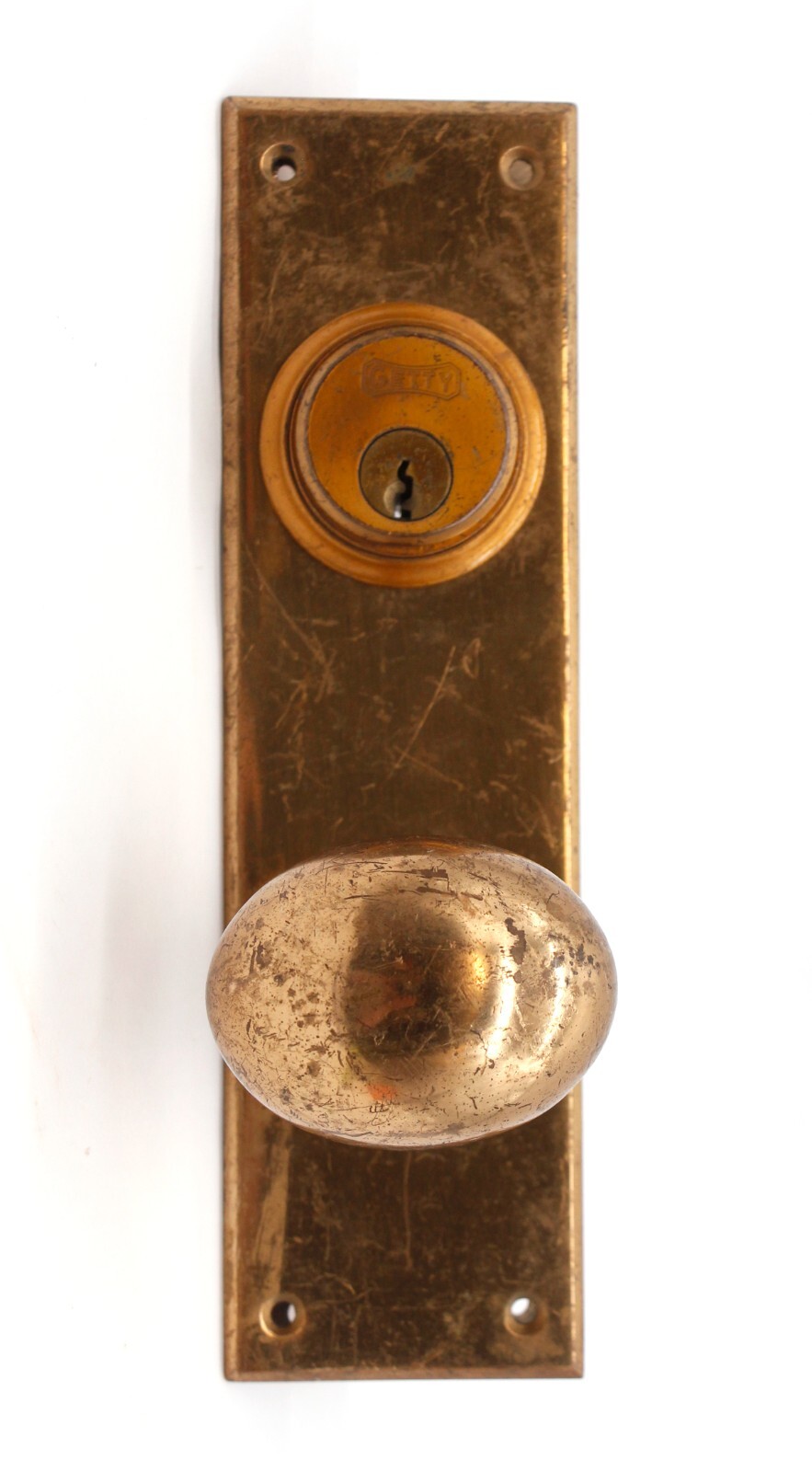 Getty Lock Oval Brass Lever Door Knob & Back Plate Set