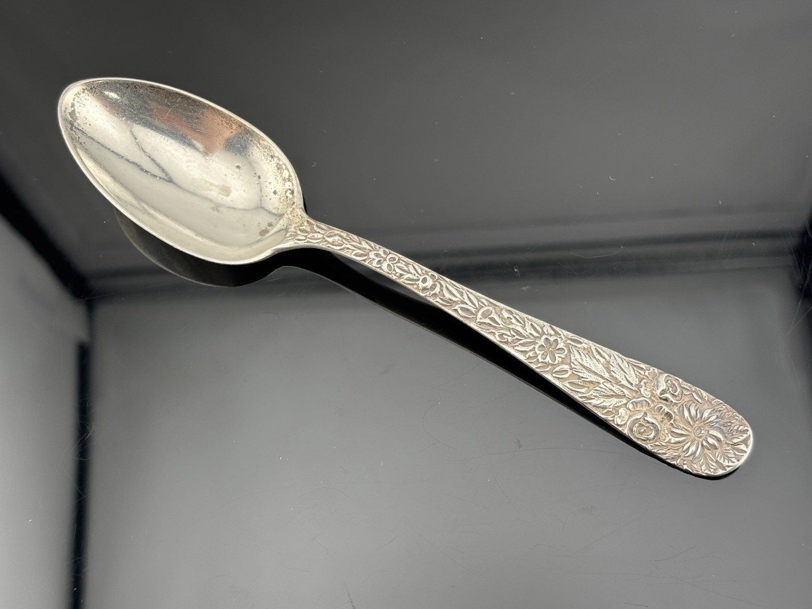 Repousse by James R. Armiger Co. Baltimore Sterling Silver Spoon ~6″ Monogrammed
