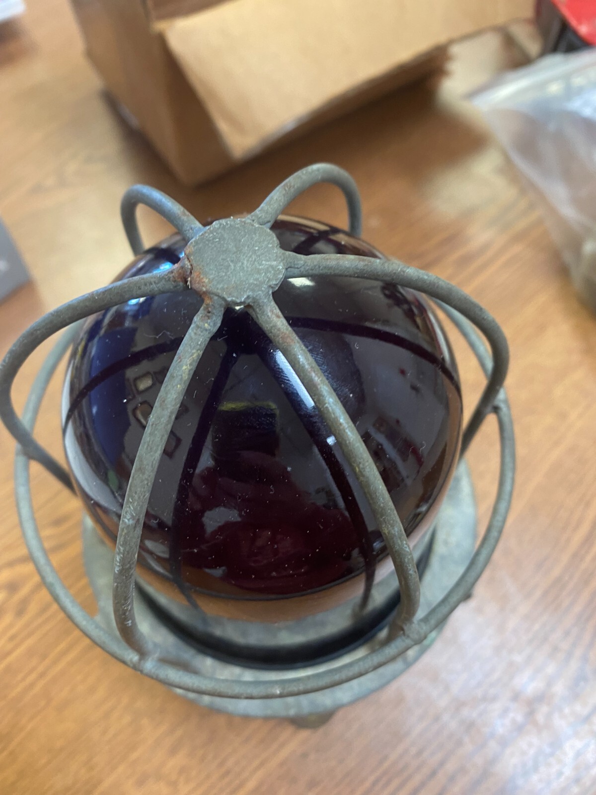 VINTAGE Explosion Proof Bulkhead Ship Light Red Lens FREE Shipping