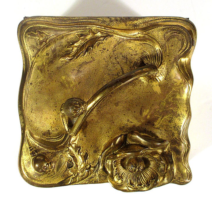 1900 Large Antique JENNINGS BROTHERS Art Nouveau JEWELRY CASKET BOX Poppies