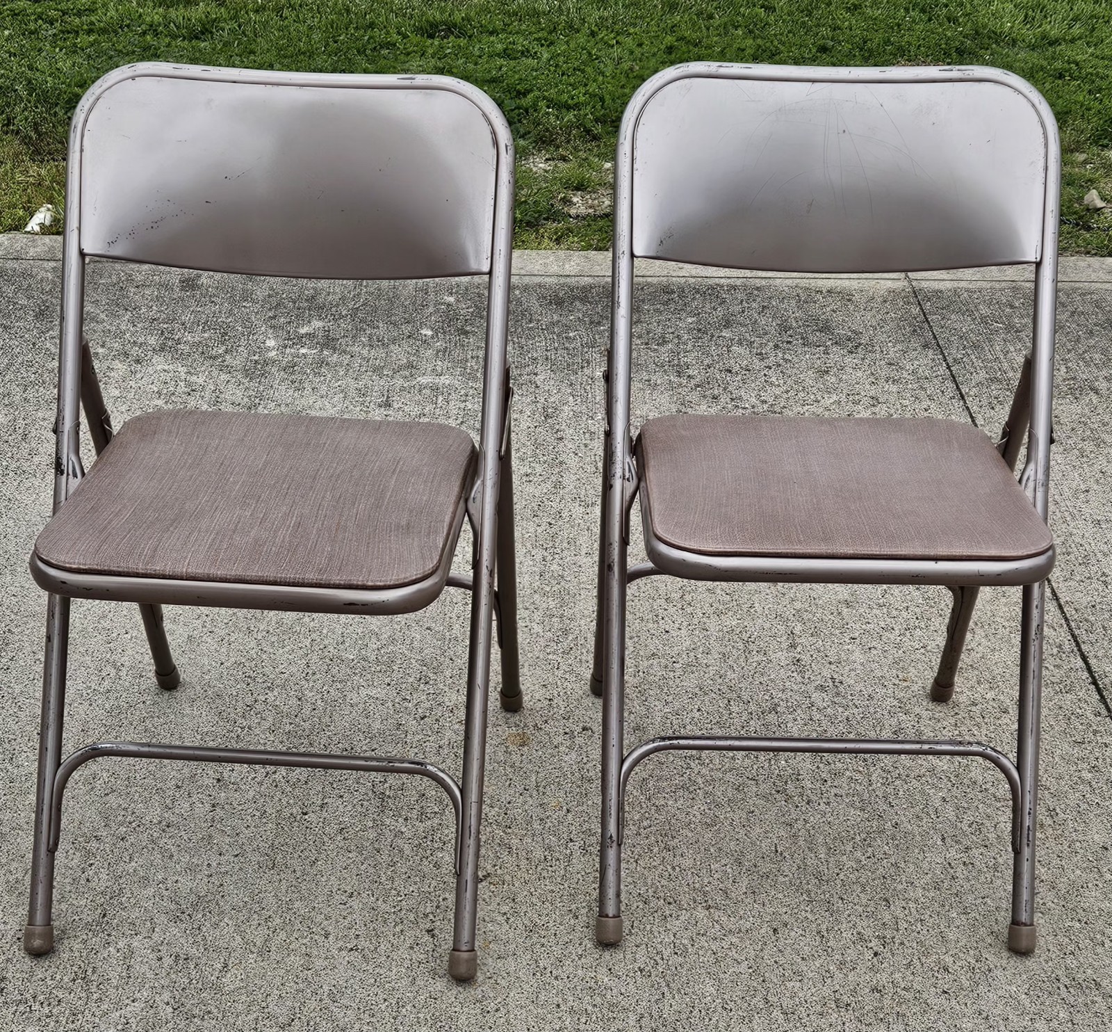 Vintage Mid Century Modern Samsonite Folding Chairs MCM Set Of 2 Vinyl READ INFO