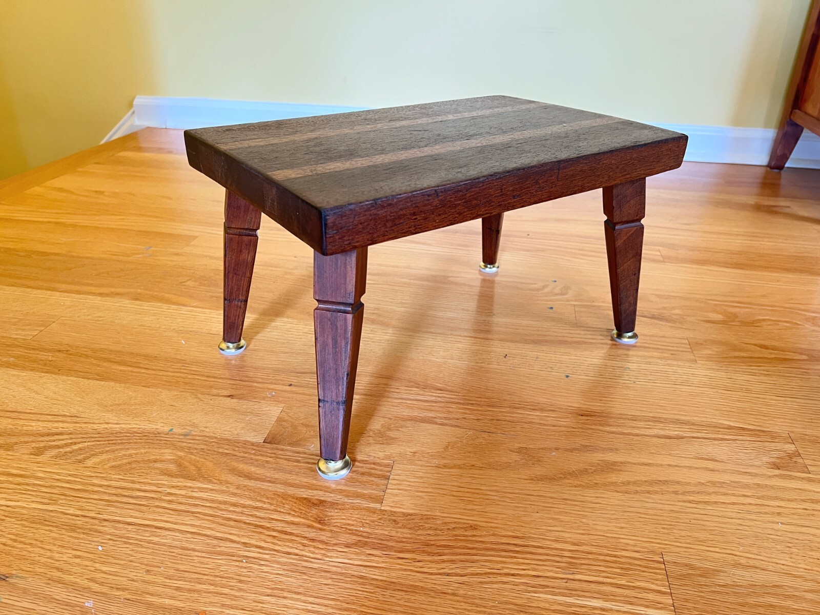 Vintage Mid Century Modern Solid Wood Foot Stool, Foot Rest – Tapered Legs