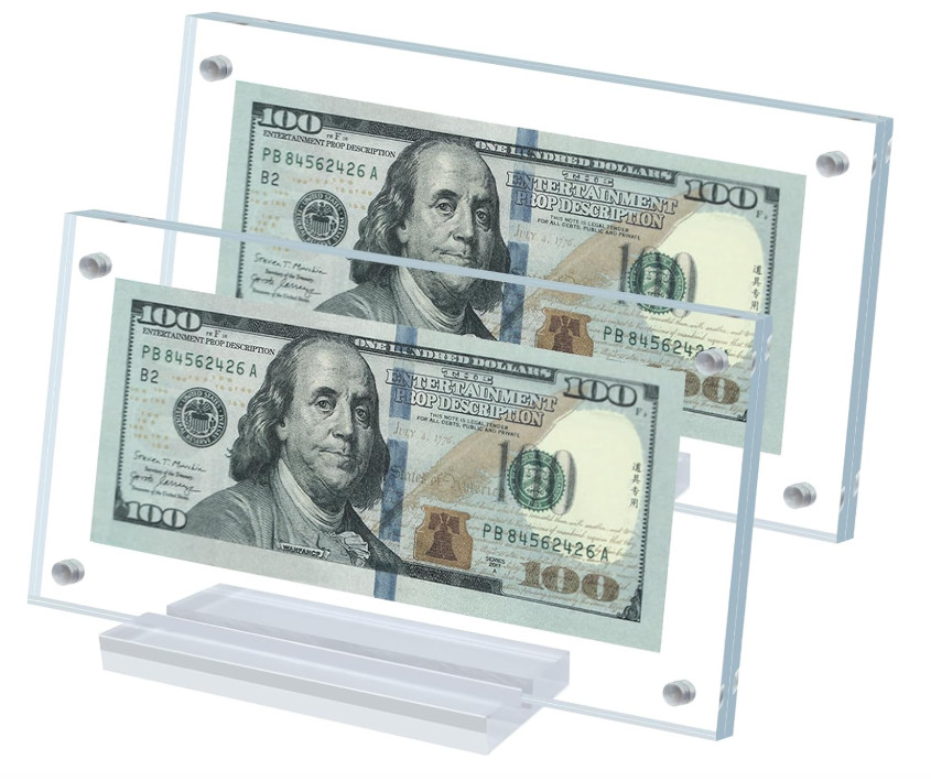 Dollar Bill Frame Display Acrylic Dollar Bill Holder, Dollar Bill Ticket Display