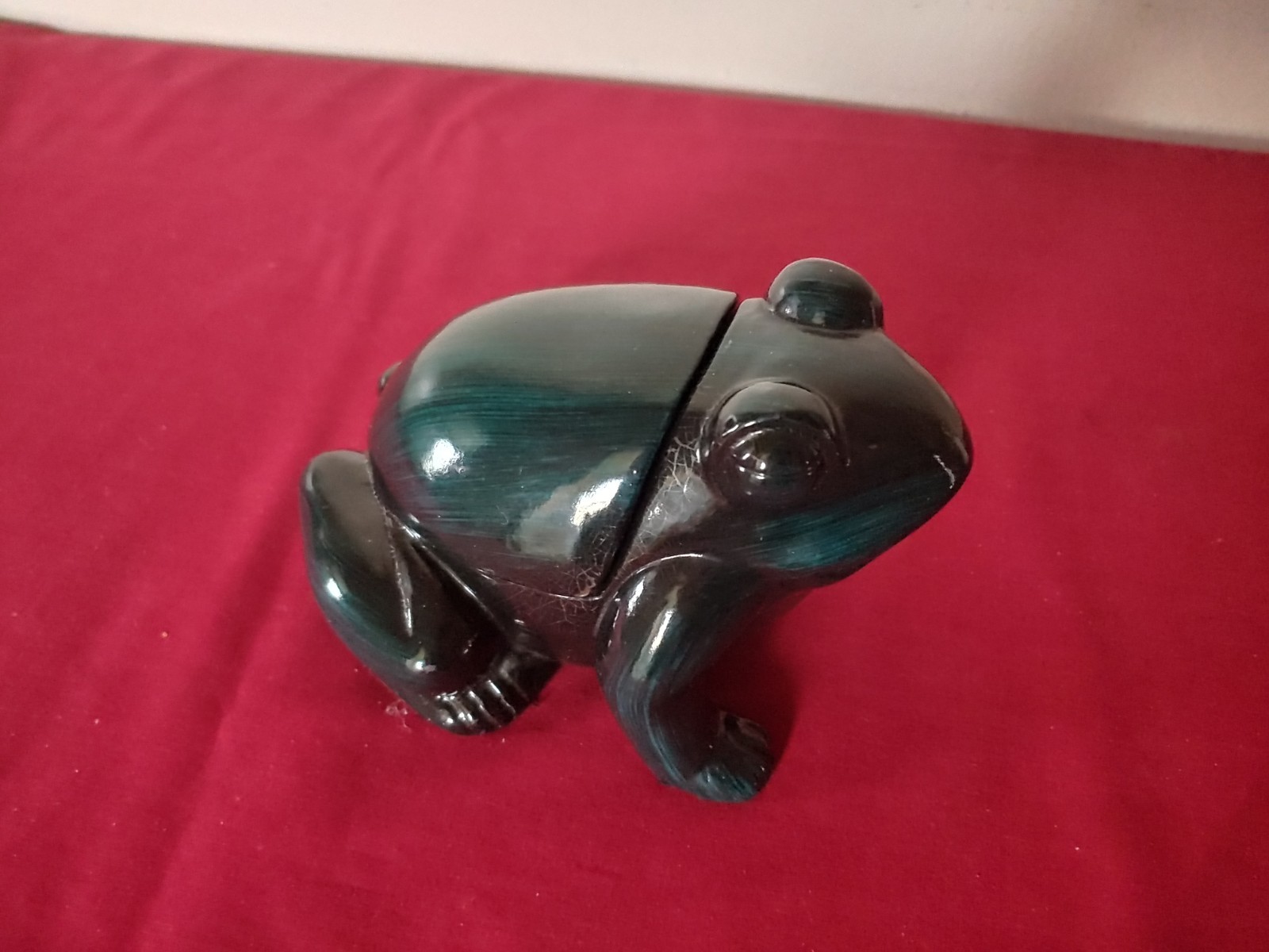 Vintage Fitz and Floyd Ceramic Vernissage Frog Container – Green Black Japan