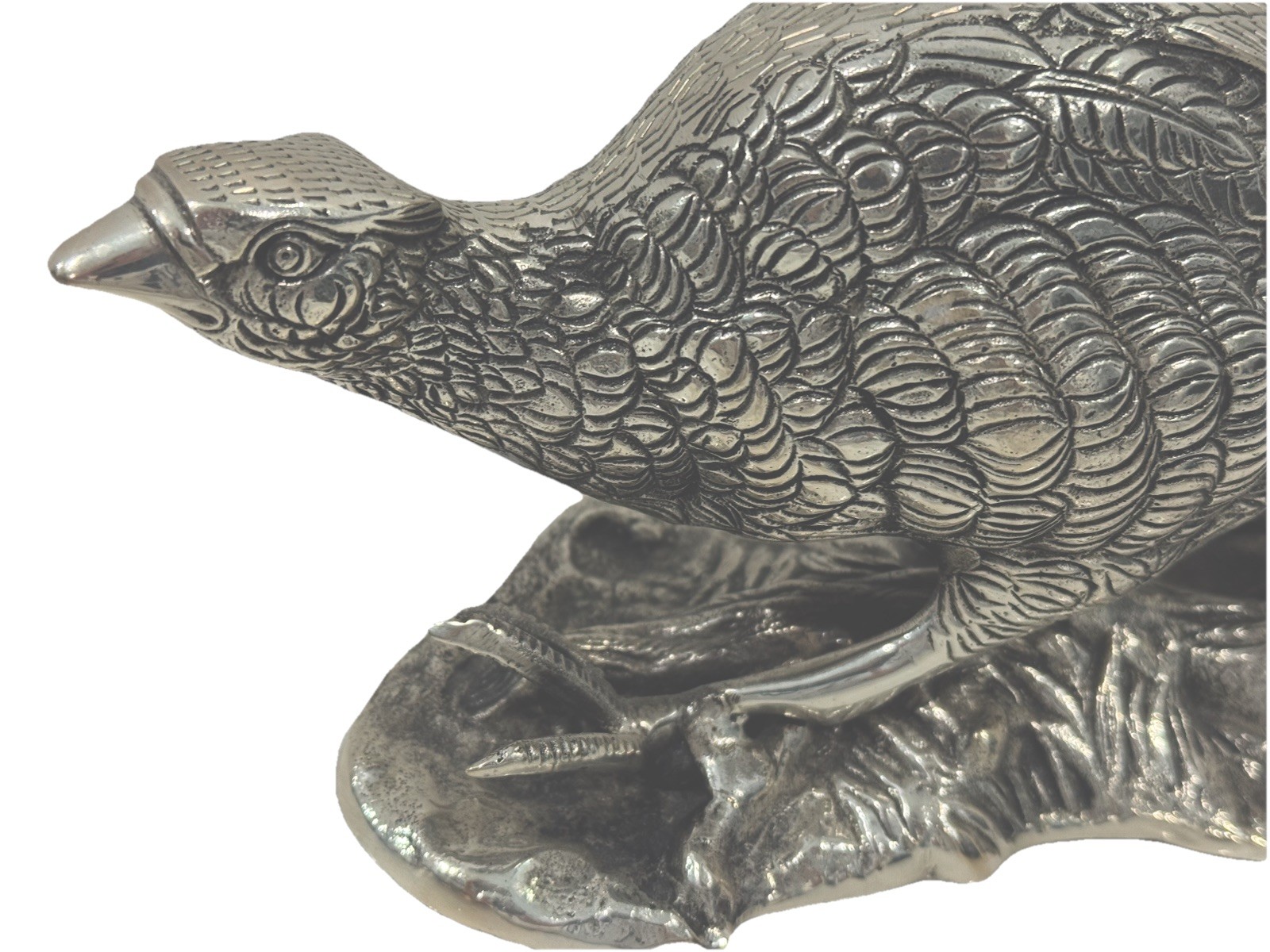 Pair Antique Victorian Silver Plated Bronze Pheasants Table Ornaments/Sculptures