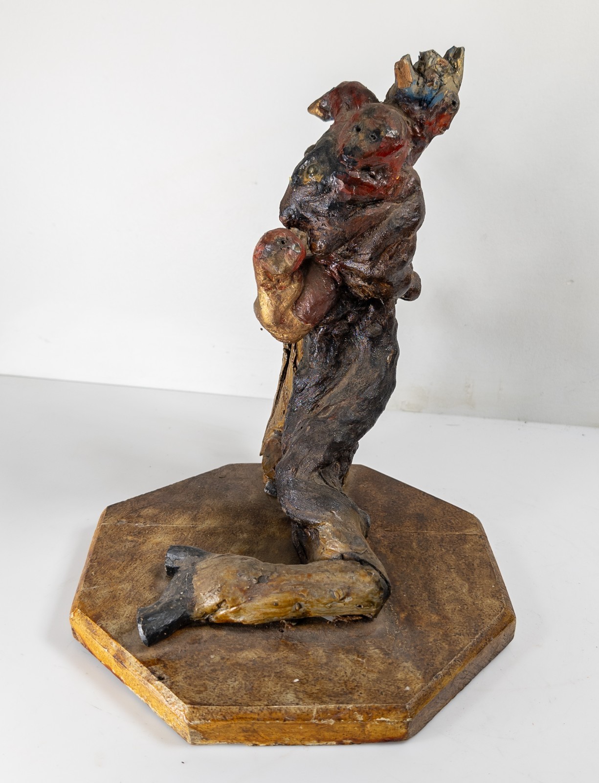 Antique Primitive Folk Art Painted Rootwood Driftwood Sculpture Animal Figure