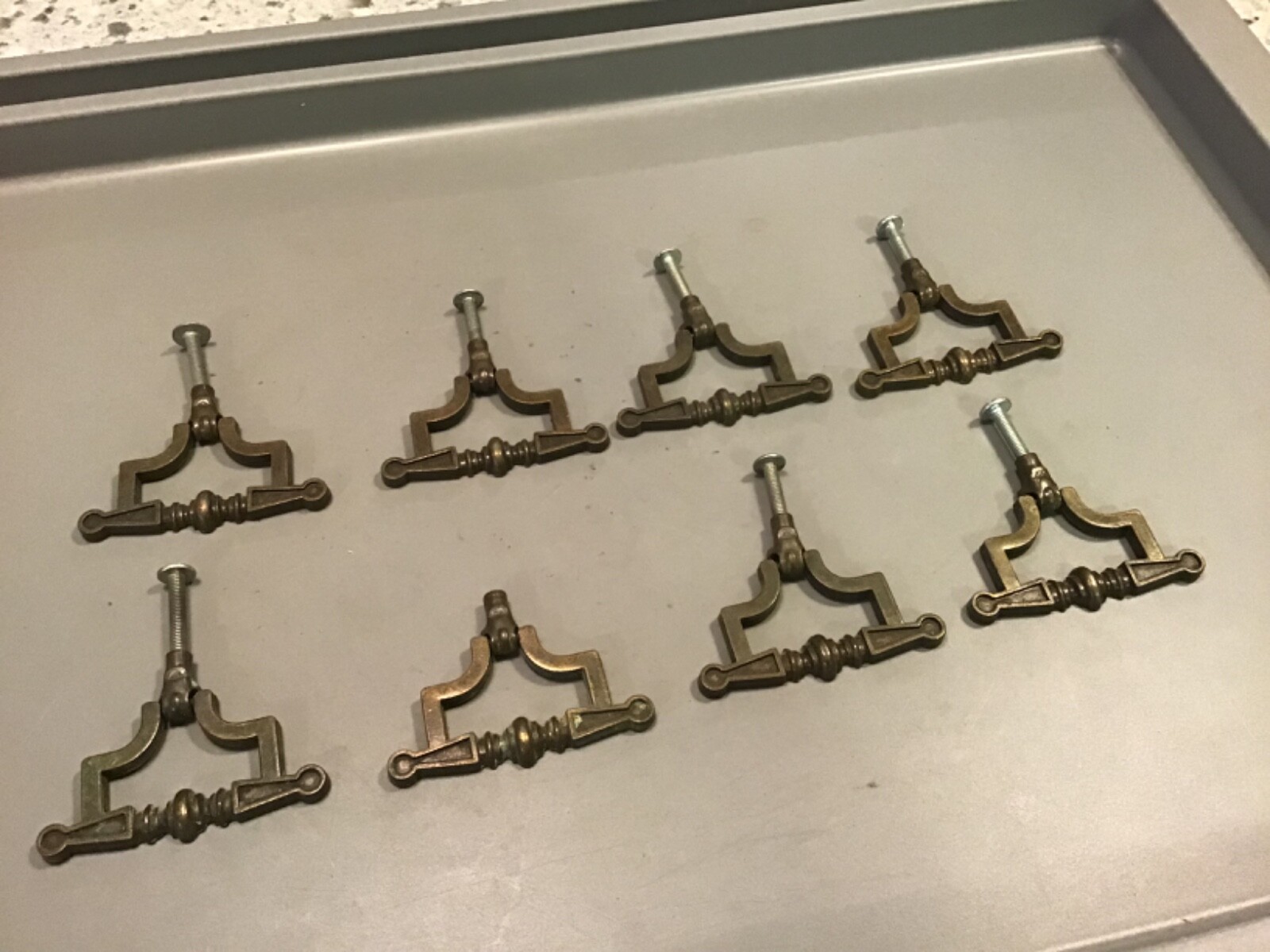 Vintage Lot of 8 Single Screw Drop Handle Drawer Pull Door Dresser Handle 2 5/8”
