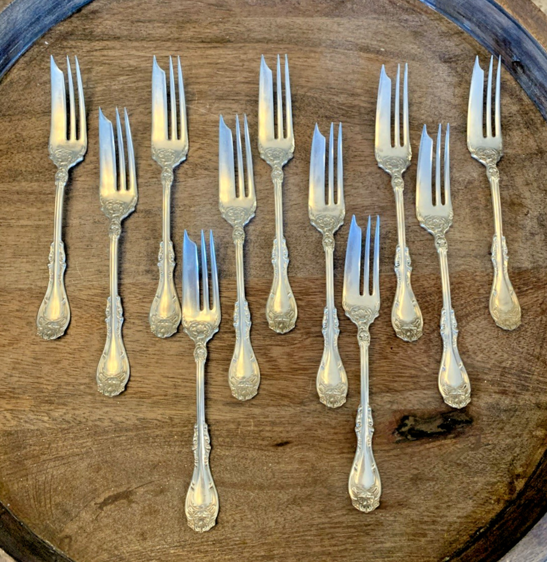 Antique Vintage Silverplate Wm. A Rogers HANOVER Pie Forks Silverplate Set of 11