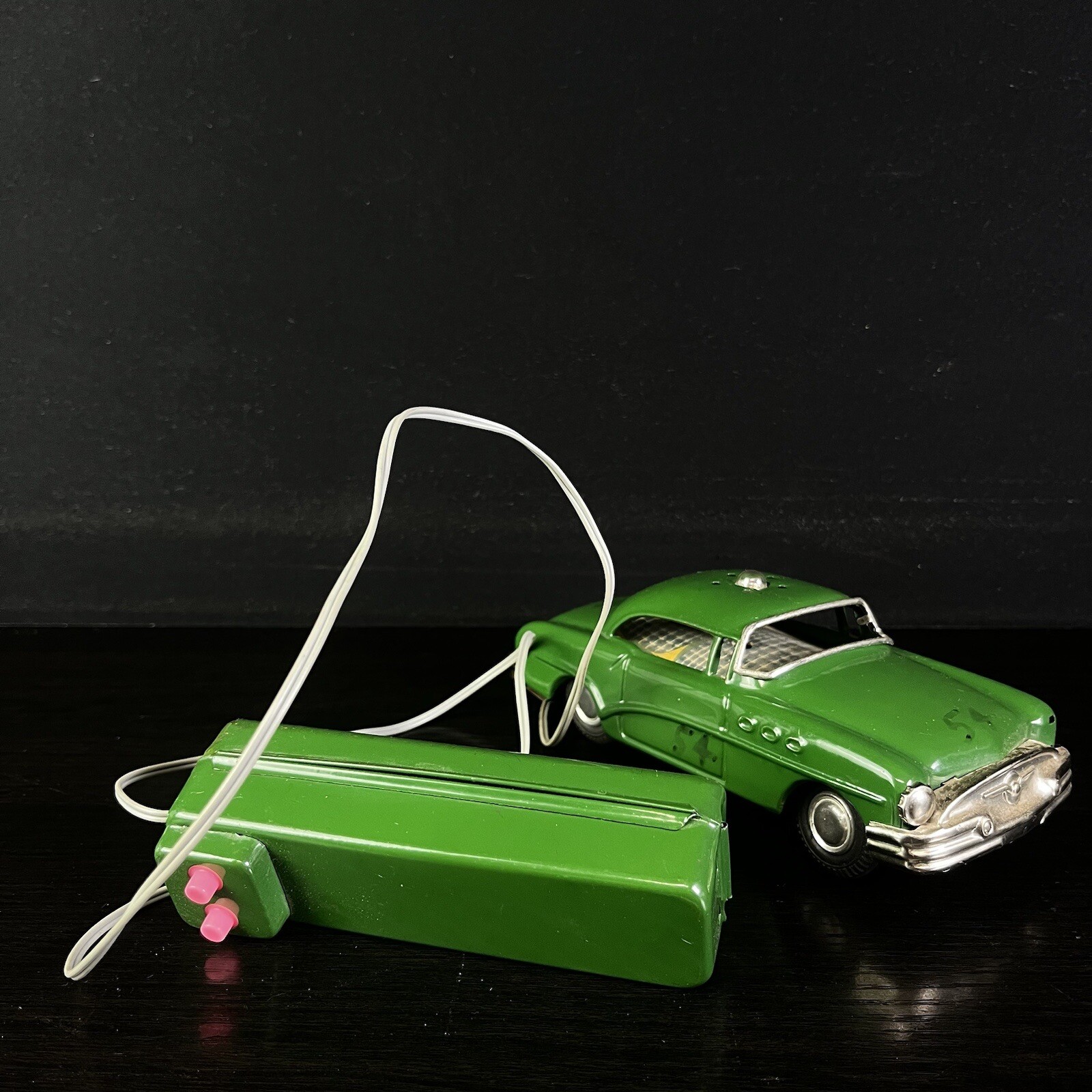 Vintage Marx Line Mar Wired Remote Control Police Car Green Battery Op–204.24