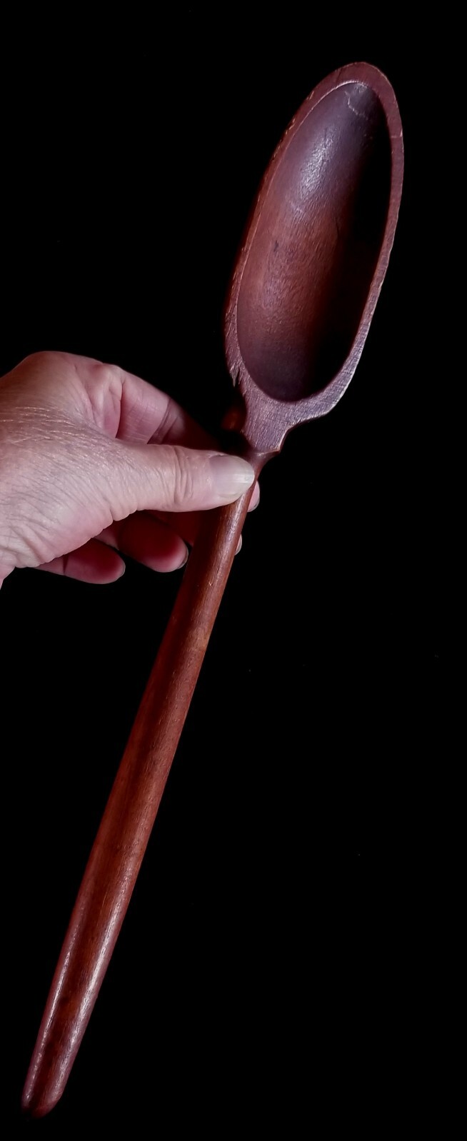 Antique Primitive Handmade Turned Treen Ware Wood Spoon With Long Handle 14 Inch