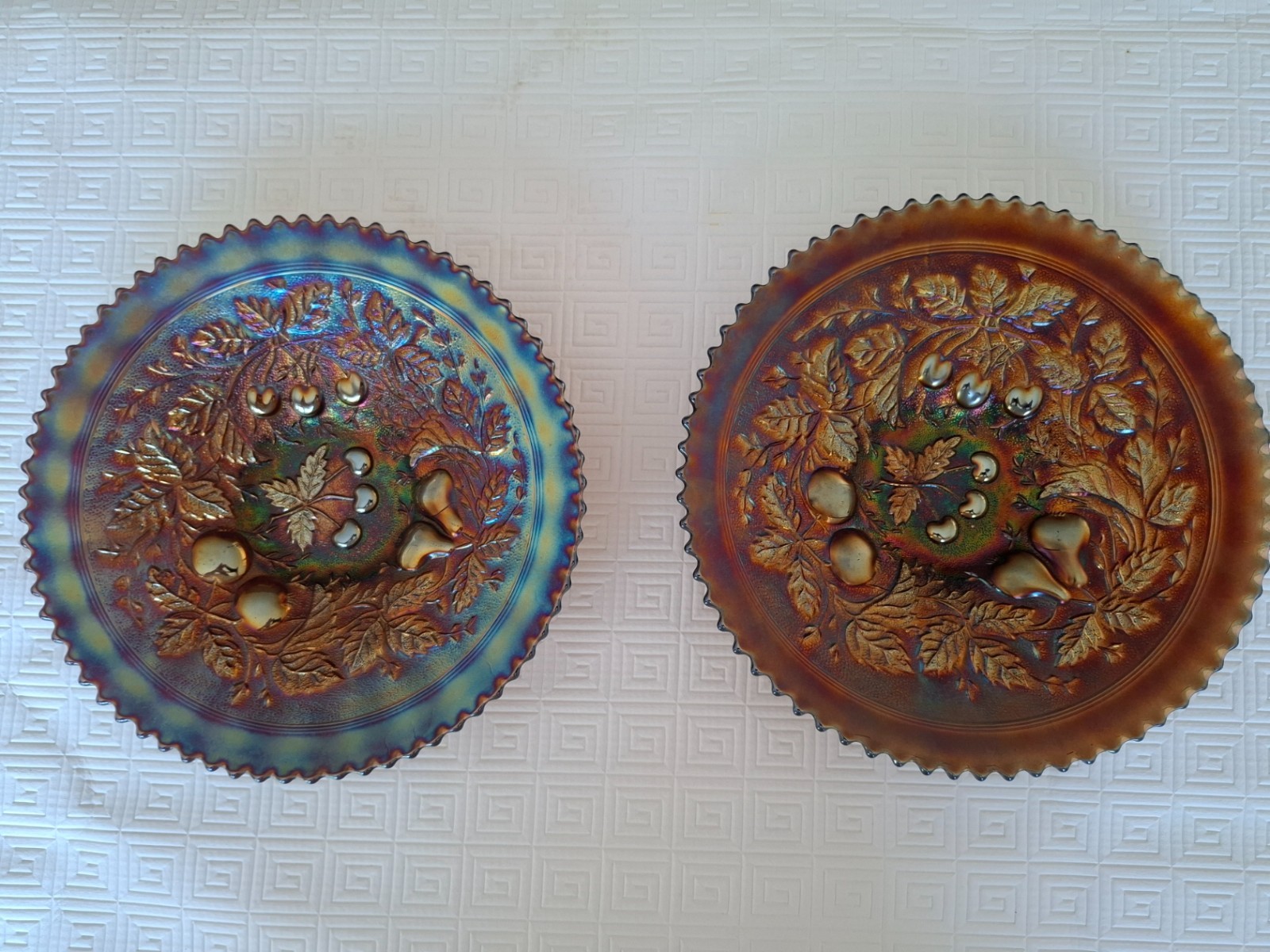 Northwood Original Vintage mid‑century Carnival Glass plates.