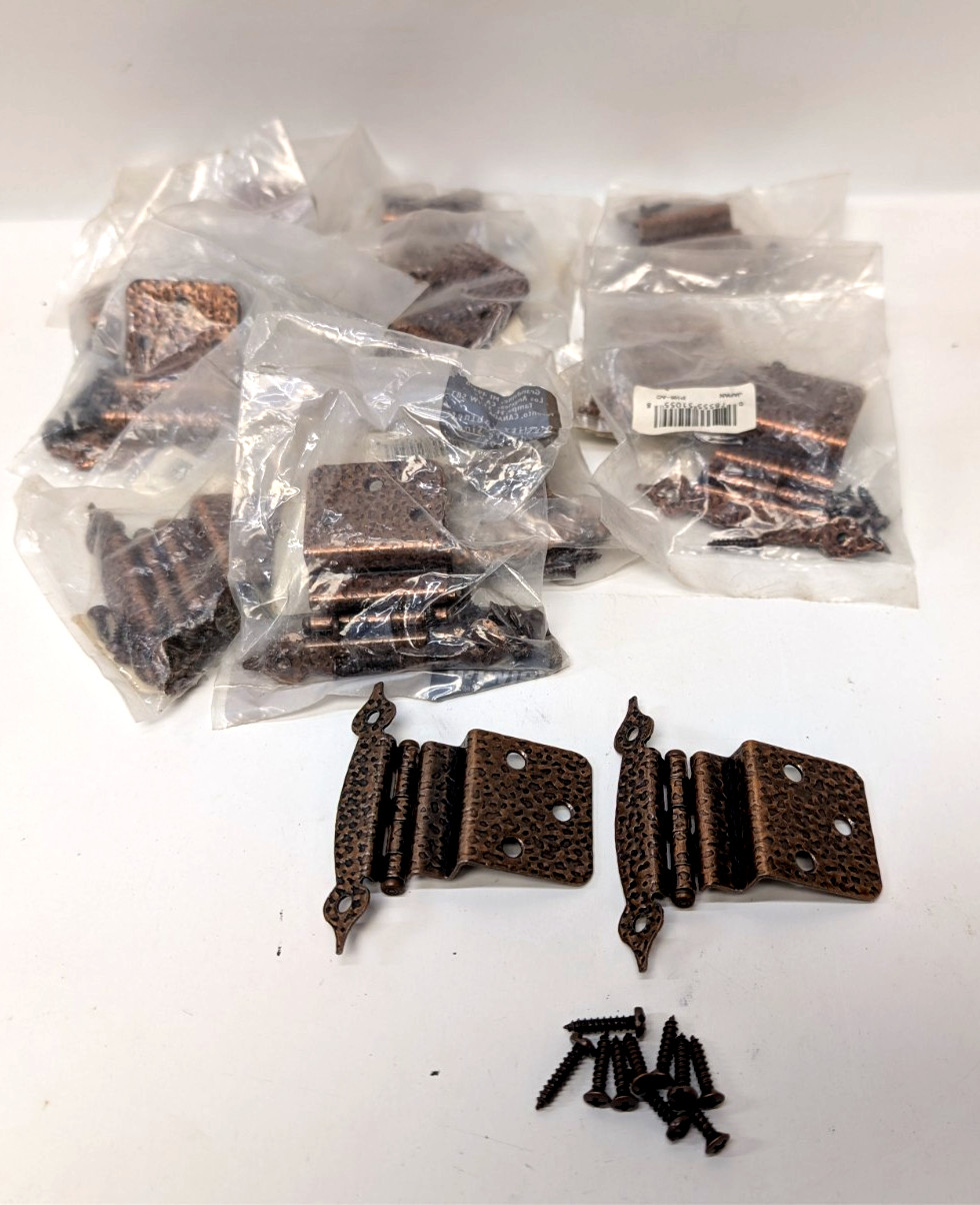 12 Sets Vintage BELWITH P105-AC Hammered Copper Offset Kitchen Cabinet Hinges