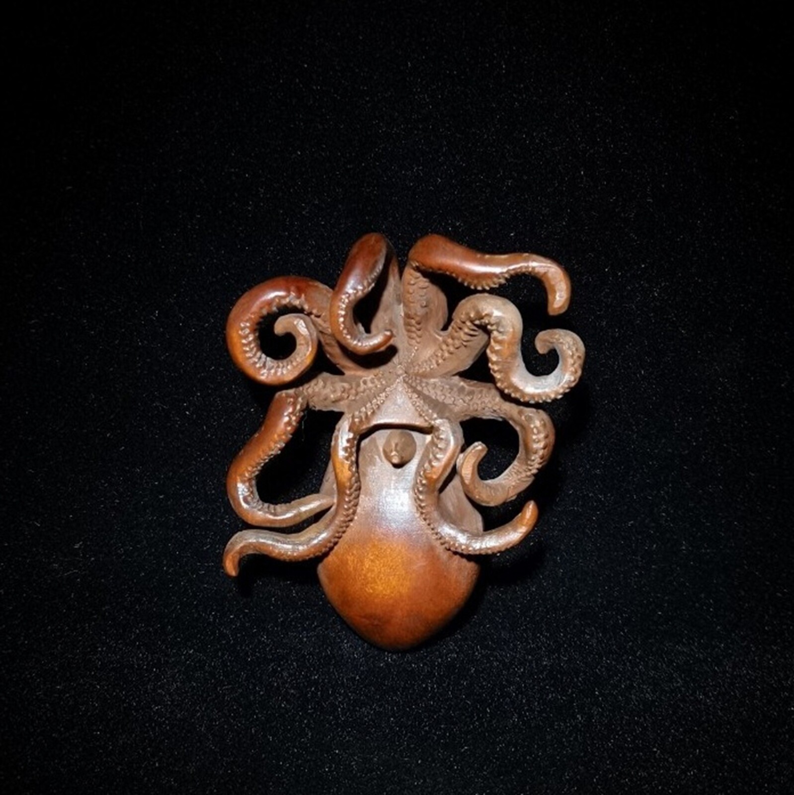 Chinese Antique Boxwood Wood Carving Exquisite Octopus Statue Nice Art Figurines