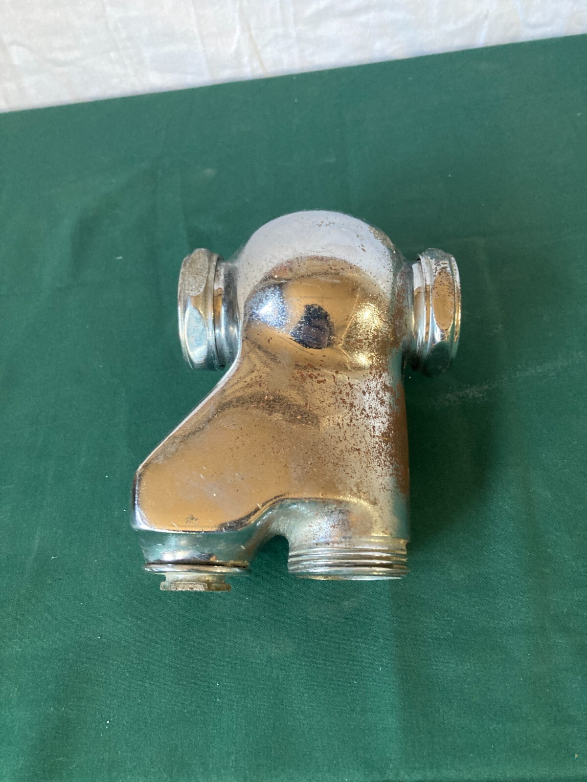 Heavy Antique Chrome Brass Ball Trap Double Basin Sink Old Vtg Plumbing 360-26E
