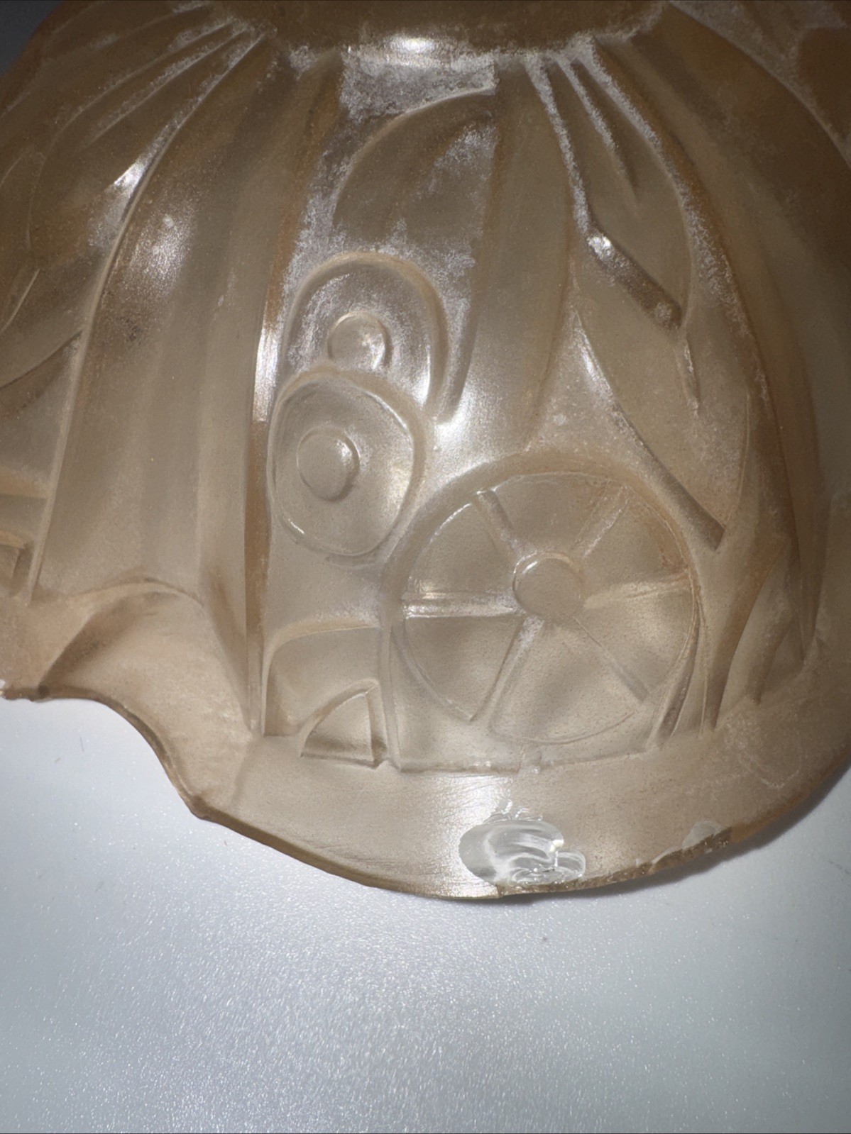 1930’s Art Deco Style Nauticalesque Pressed Glass Ceiling Fixture Pendant