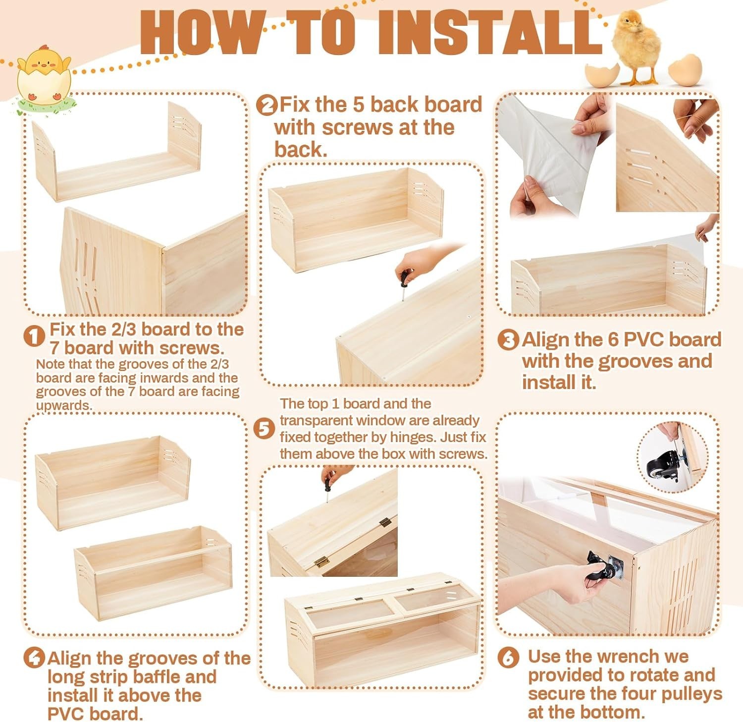 Large Brooder Box Kit for Chicks, 40 x 16 x 16 in Chicken Brooder Box with Brake
