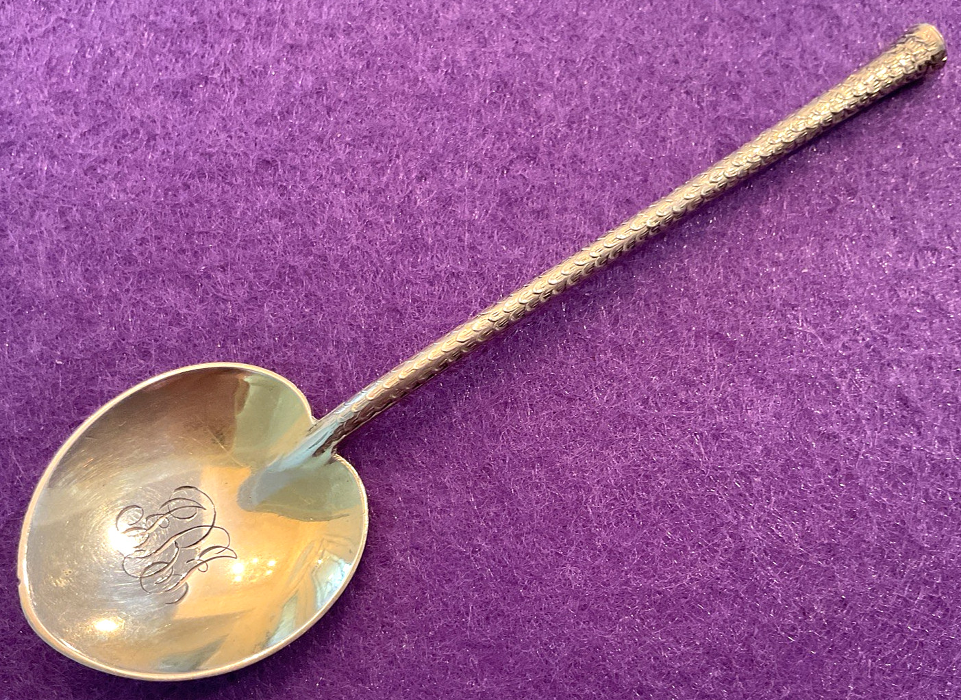 Palm Beach Florida Palm Tree Heart Leaf Bowl Gilt Sterling Souvenir Spoon 11.5g