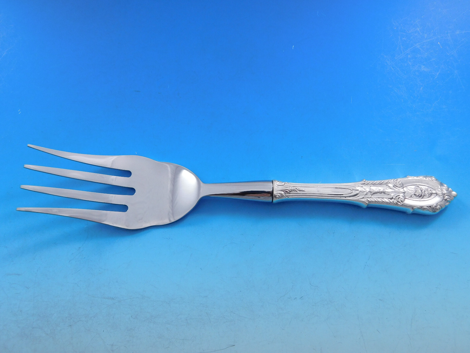 Rose Point by Wallace Sterling Silver Buffet Fork Custom Made 8 3/4″