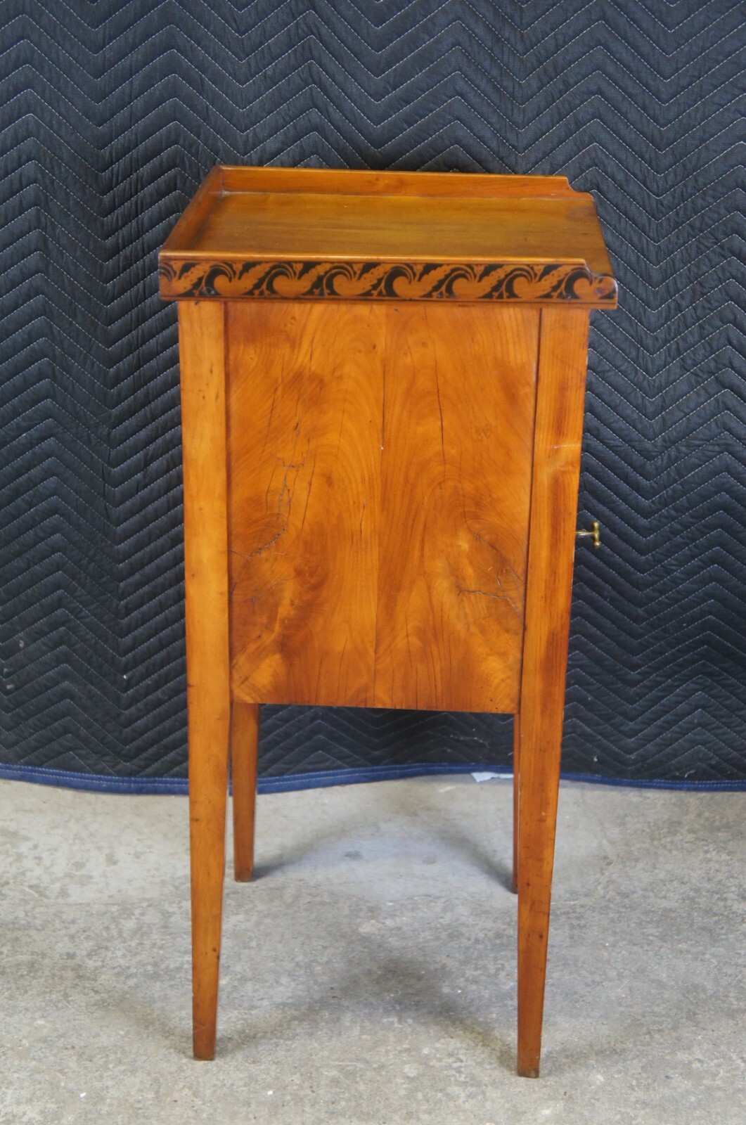 Antique German Biedermeier Cherry End Table Nightstand Pillar Cabinet 34″
