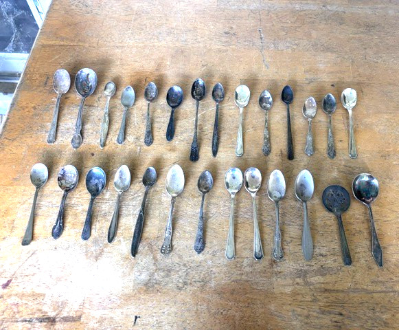 27 Piece Set Silverplate Mixed Patterns SMALL SPOONS For Crafts