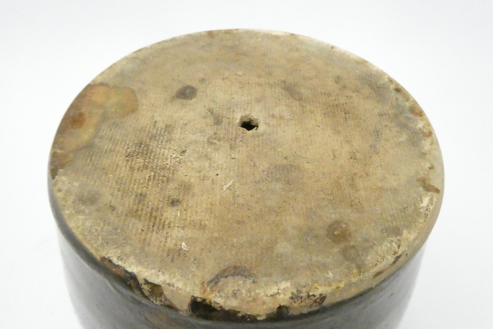 Antique Old Glazed Brown Medium Sized Stoneware Crock Decorative