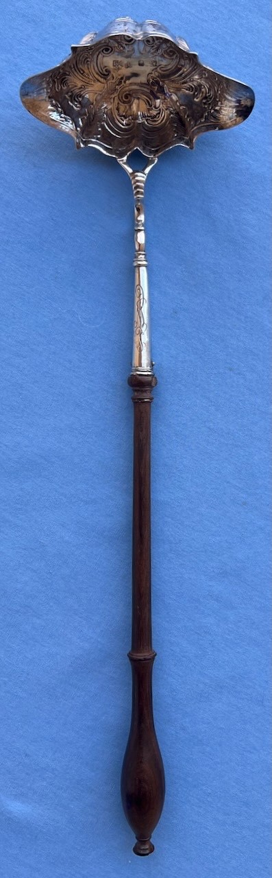 Fancy Sterling Silver 14.5 Inch Punch Ladle with Wooden Handle 76g
