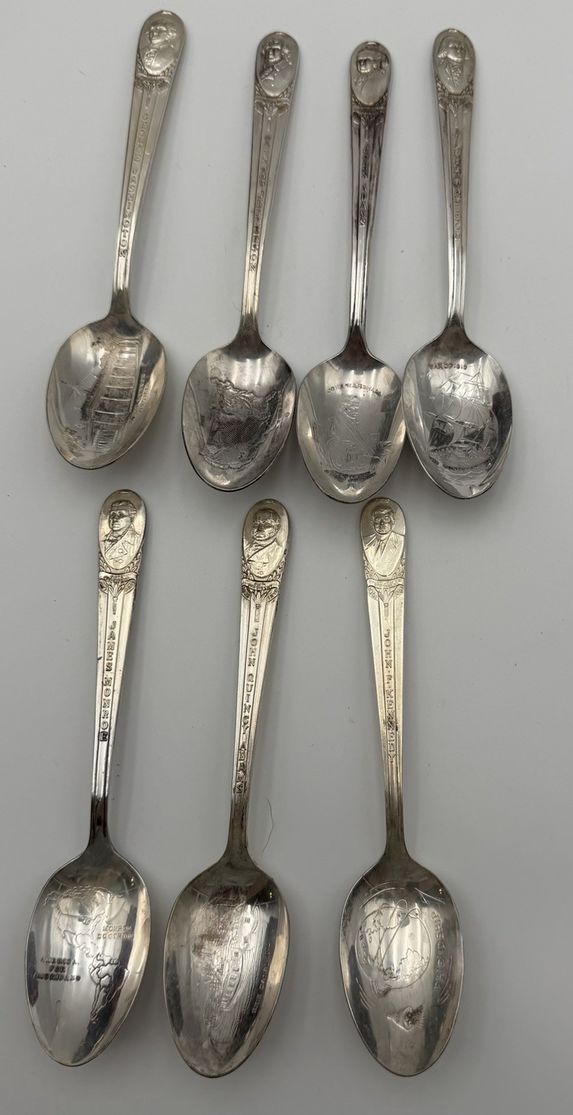 VTG Wm Rogers Silverplate Presidential Commemorative Spoons Set of 7 Kennedy