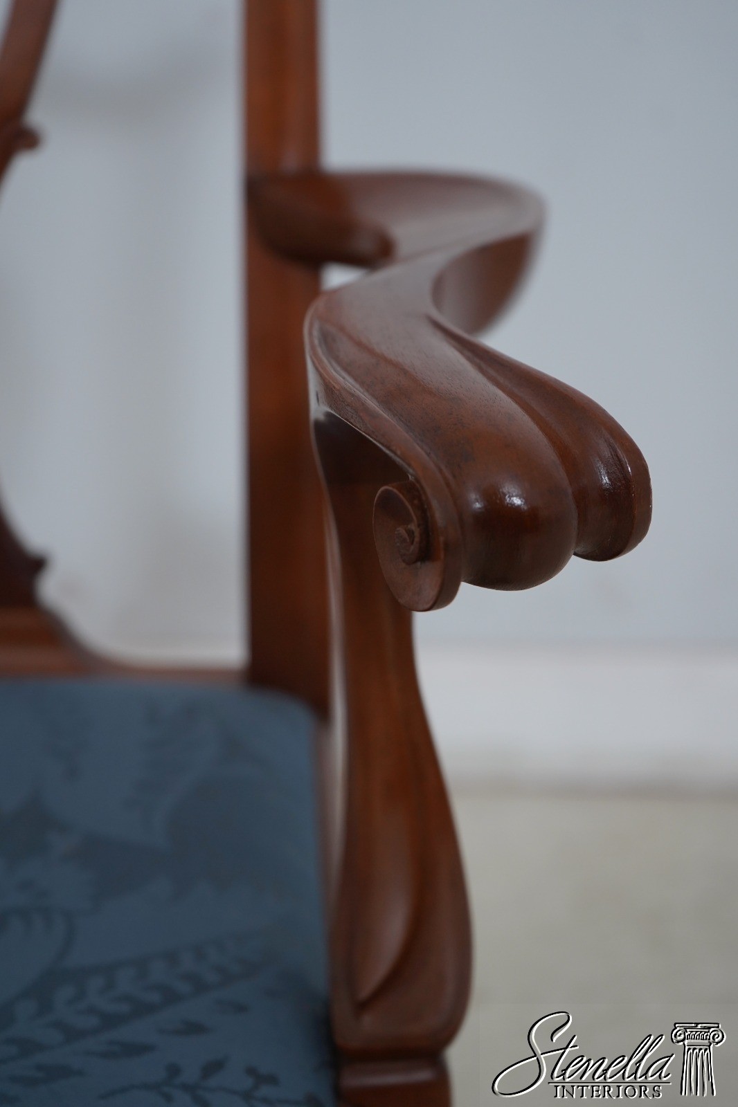 66196: JW BUNKER Bench Made Chippendale Walnut Armchair
