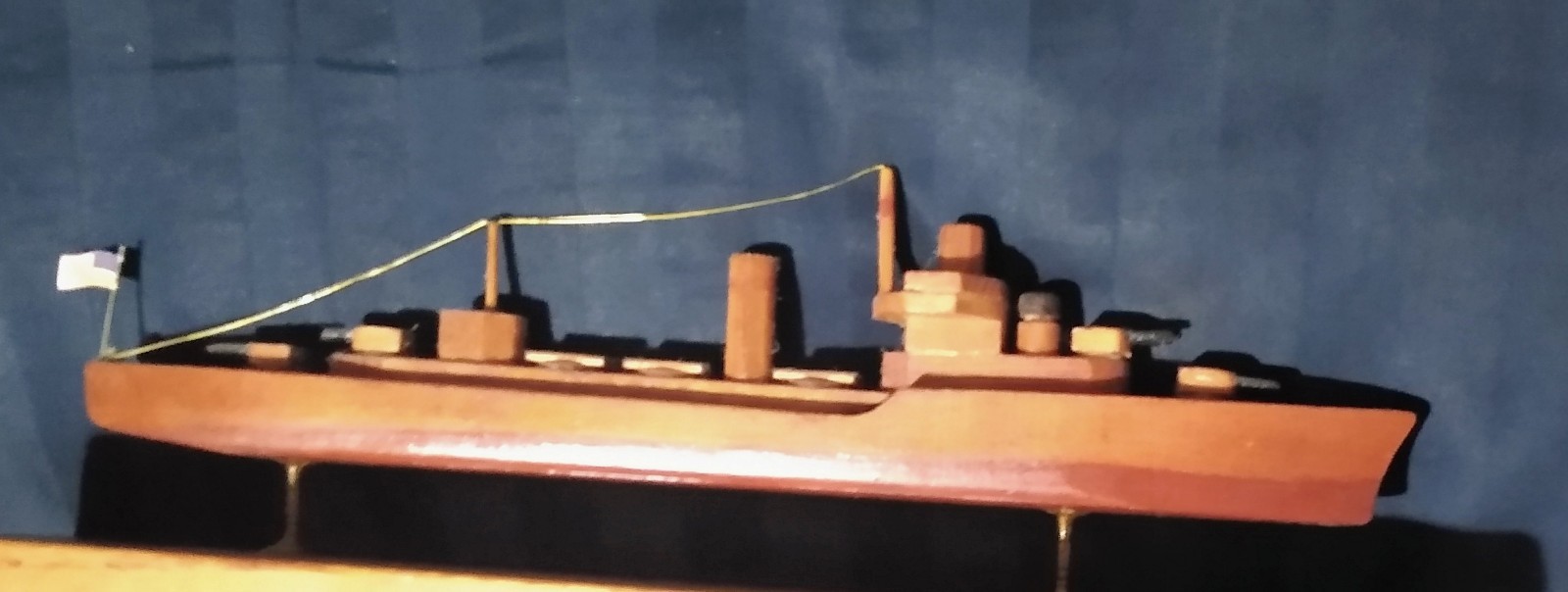 Solid Cedar / Maple WW1 Wood Torpedo Ship Model On Base circa 1940 Model