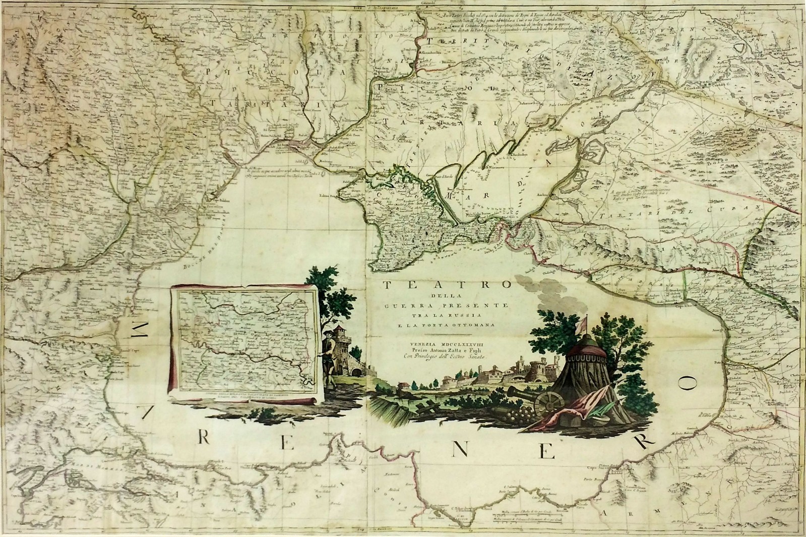 TEATRO DELLA GUERRA PRESENTE TRA LA RUSSIA E LA PORTA OTTOMANA. VENICE.1788