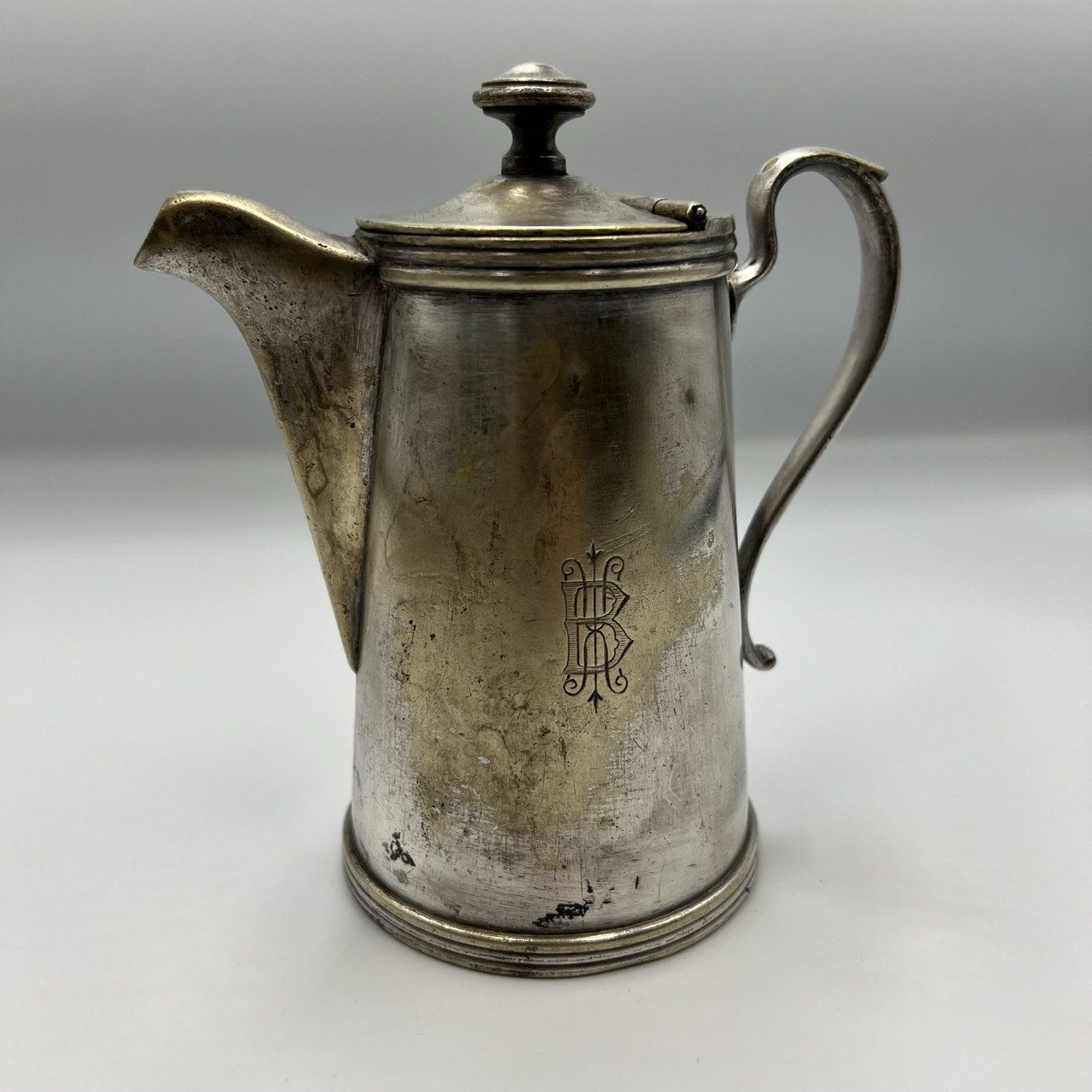 Antique Brass Silver Plated Coffee Pot Jug Marked Norblin & co galw Warszawa