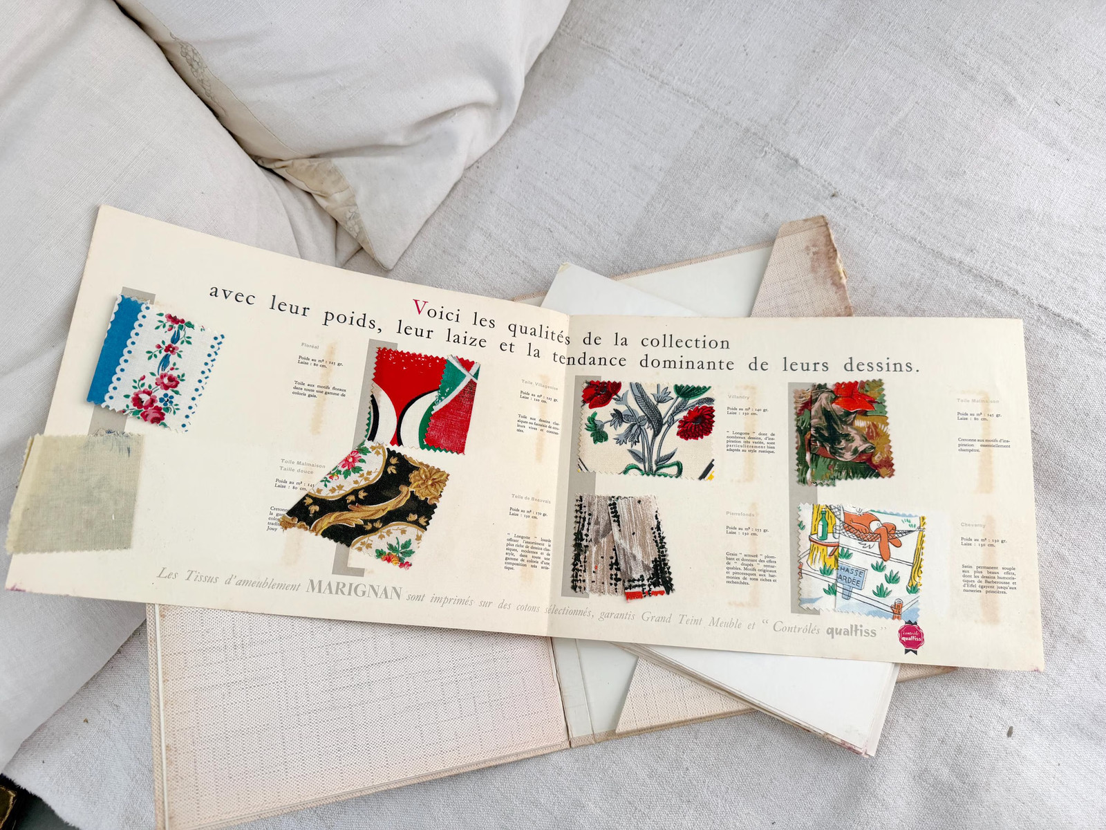 c1958 MARIGNAN Textile Drawing Fabric Loom 50’s Sample Book French Textile Desi