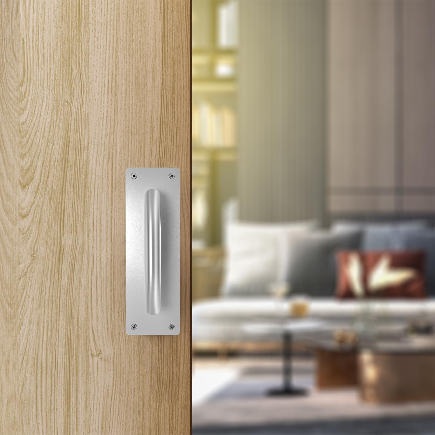 QWORK Pull Push Door Plate Handle 8″, 2 Pack Stainless Steel Silver