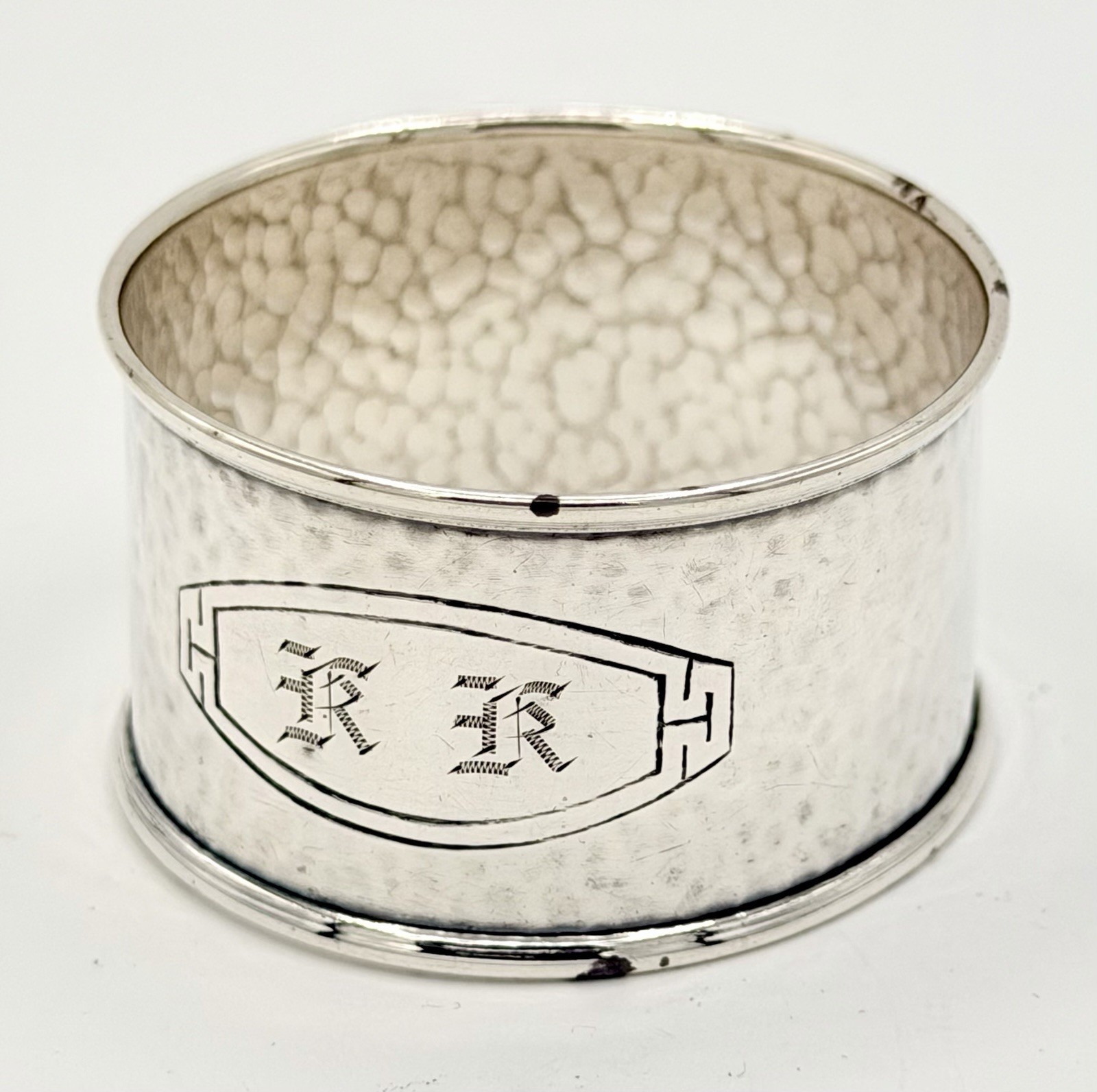 Vintage Art Deco WEBSTER Sterling Silver Napkin Ring Hand Hammered 1” X 1.75”