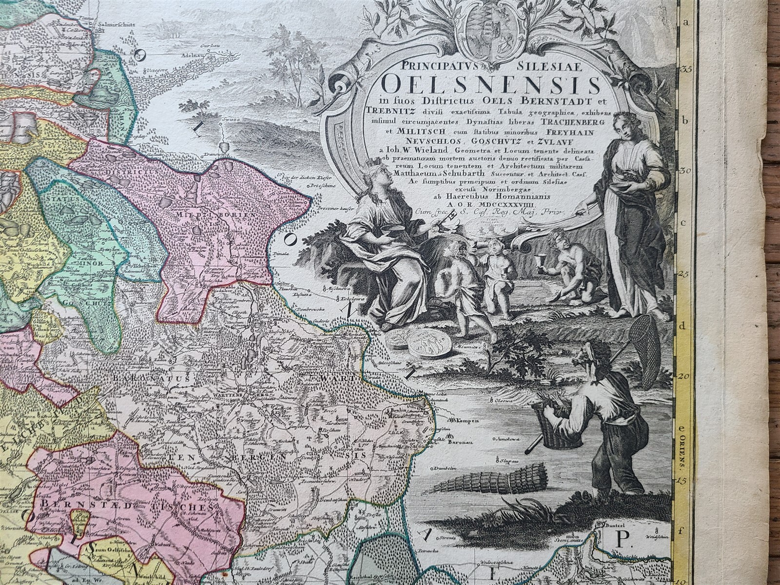 1739 LARGE MAP OF SILESIA POLAND OELSNENSIS antique 25 by 34 3/4″
