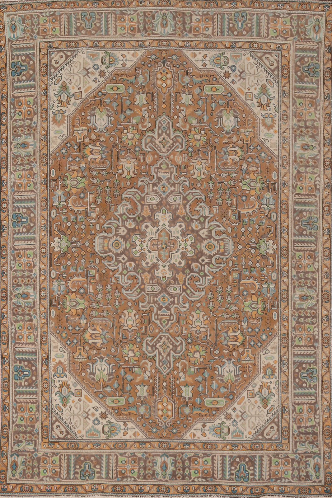 Vintage Rust Wool Hand-knotted Over-Dyed Geometric Living Room Area Rug 6×9