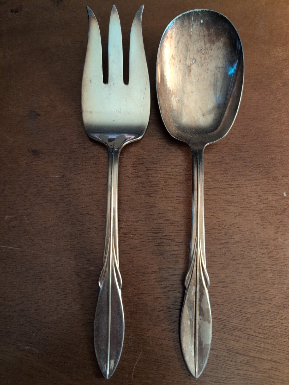 WM Rogers Mfg Co Silver Plate Original Rogers Spoon and Fork Serving Set