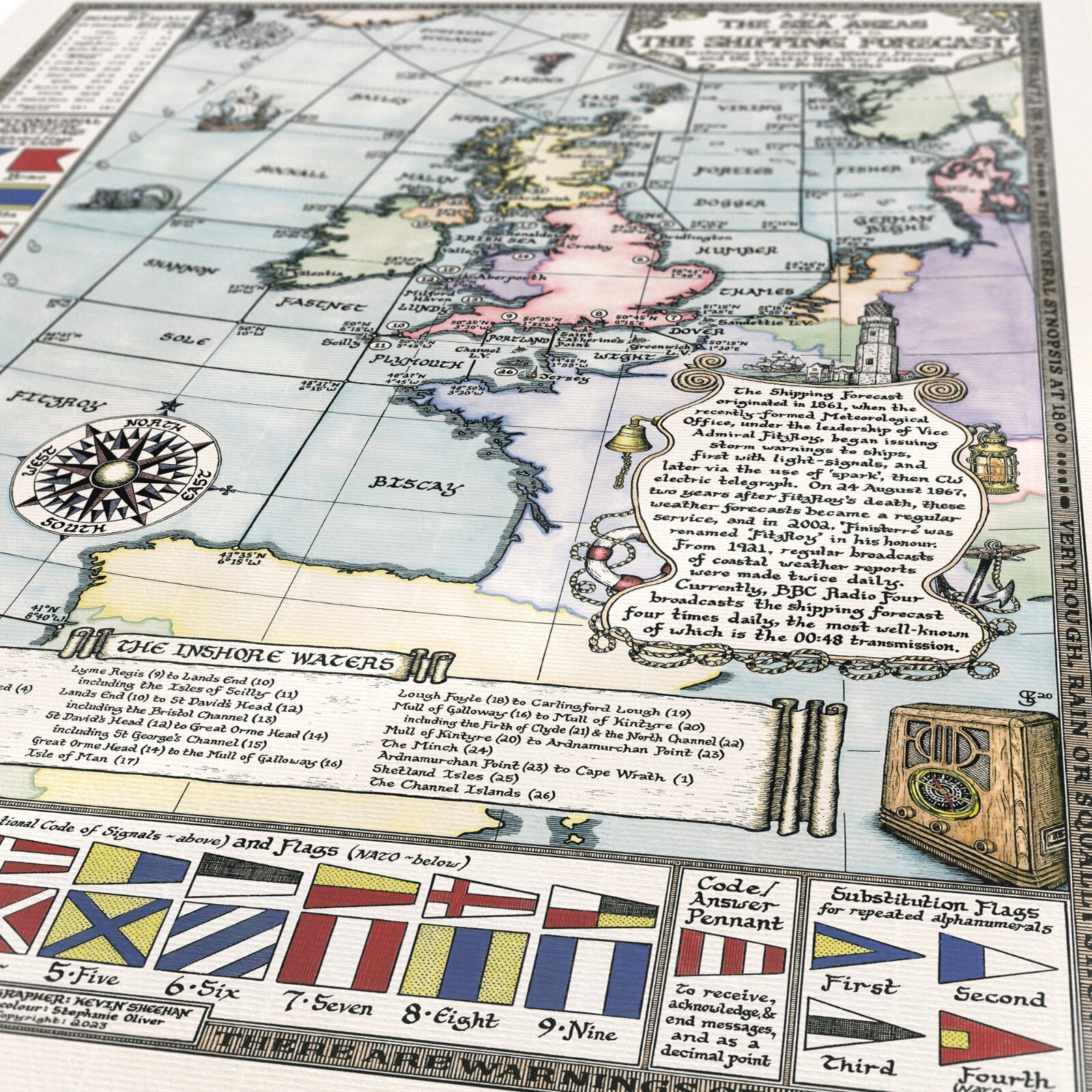Colour Shipping Forecast Map – Fine Art Prints by Manuscript Maps