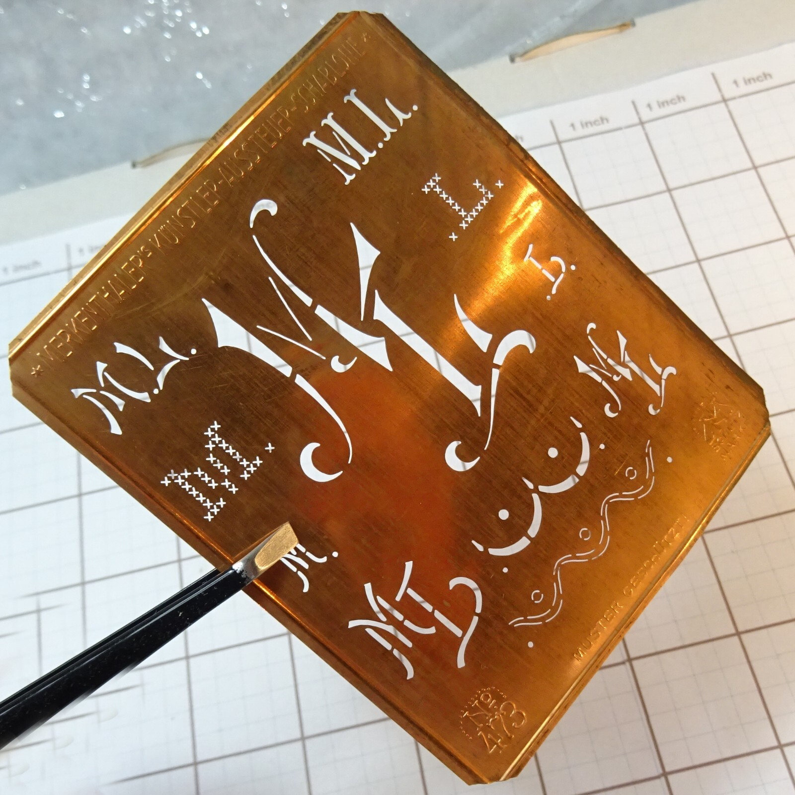 ML LM M L monogram initials letter copper stencil antique LARGE family name sign
