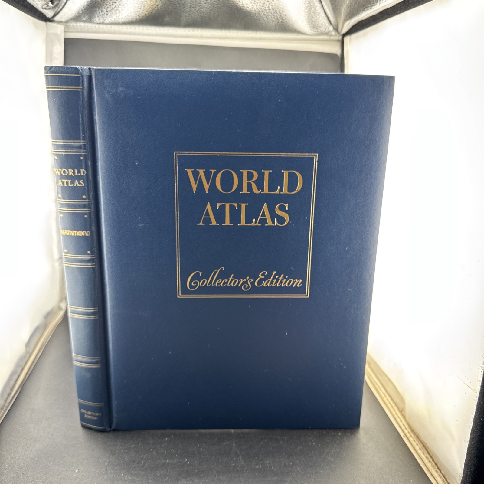 World Atlas Collector’s Edition Blue Hardcover Gold Lettering Reference Book