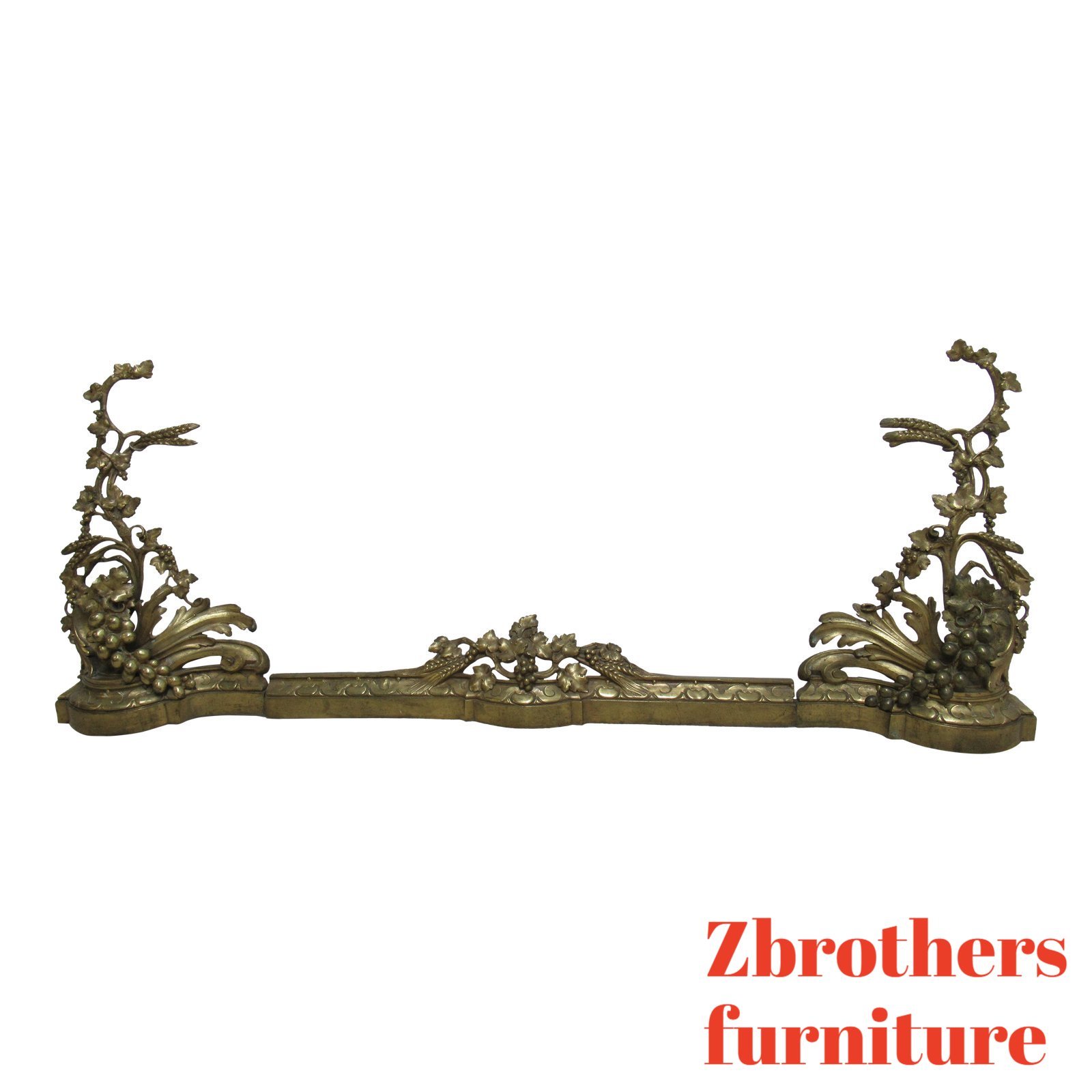 Vintage 3 Piece Gold Gilt Ornate French Regency Fireplace fender Set